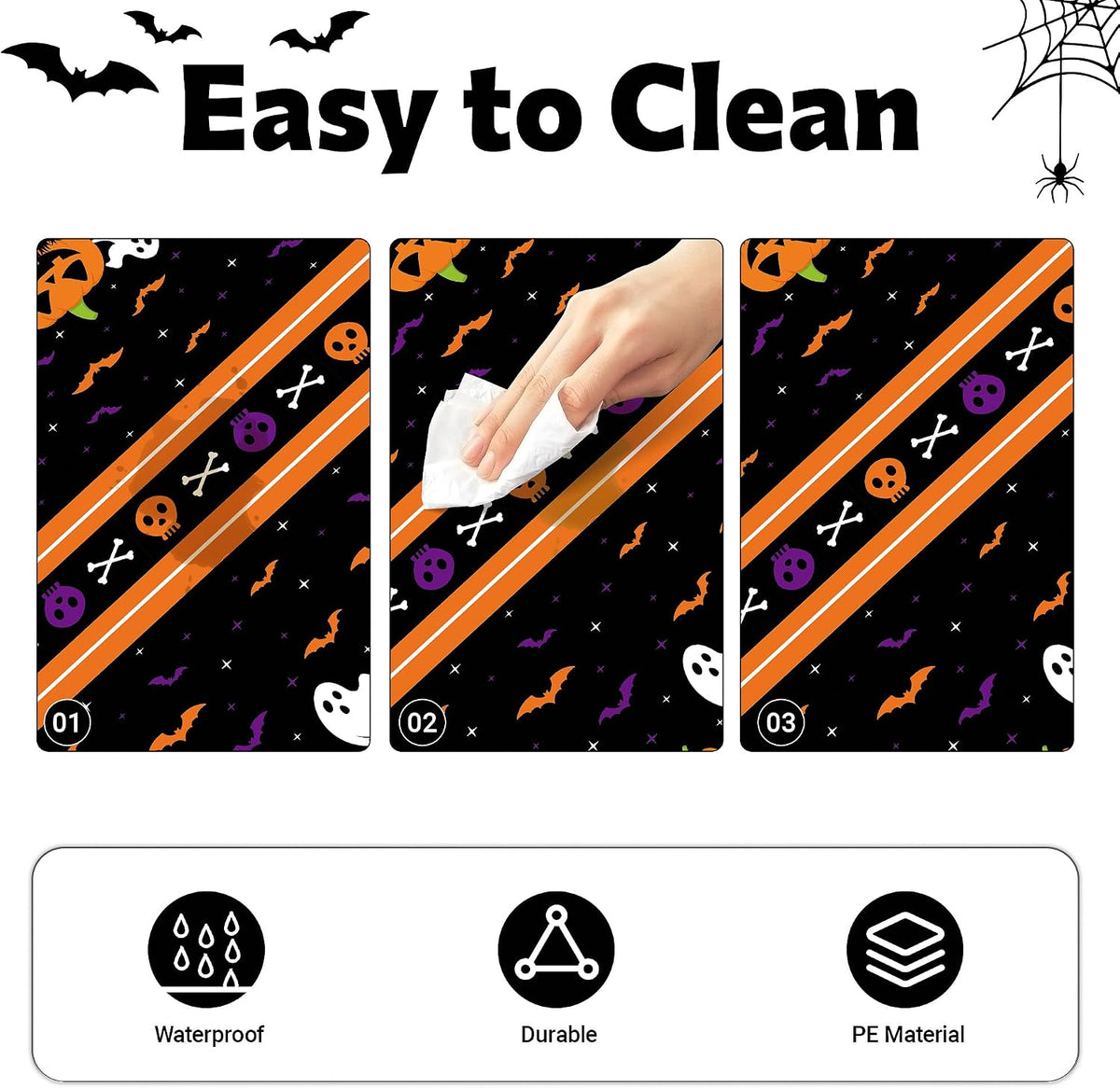 3 Pack Halloween Tablecloth for Rectangle Table,Halloween Decor